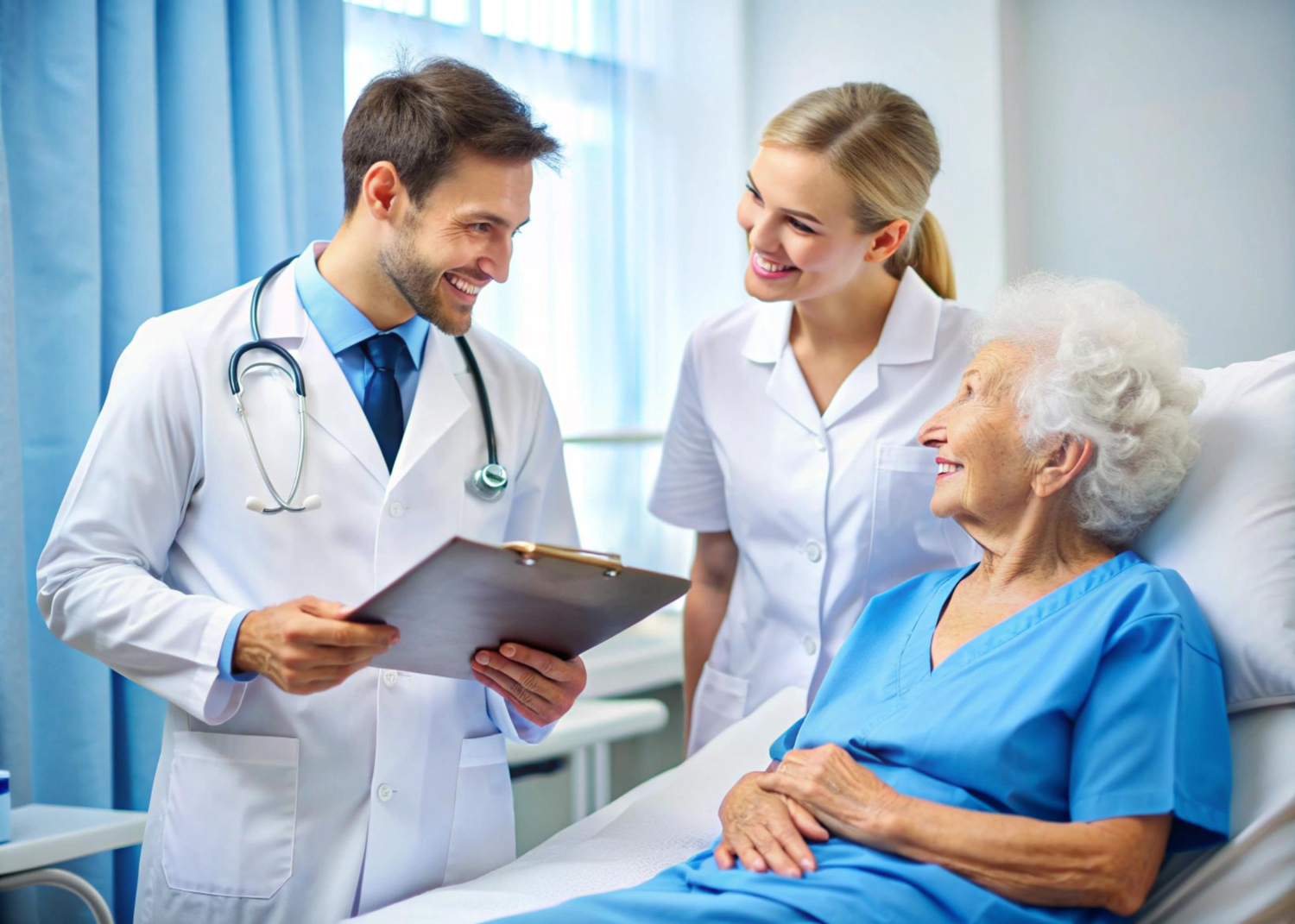 Doctors with patient